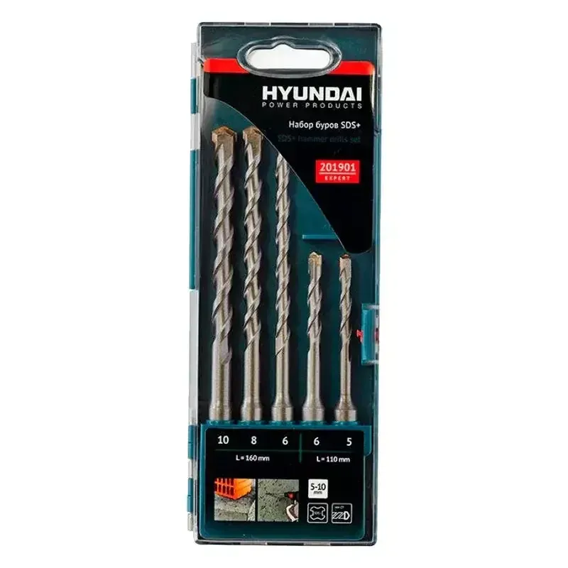 Набор буров для перфоратора HYUNDAI SDS+ (5шт) 5/6х110 6/8/10х160mm 201901